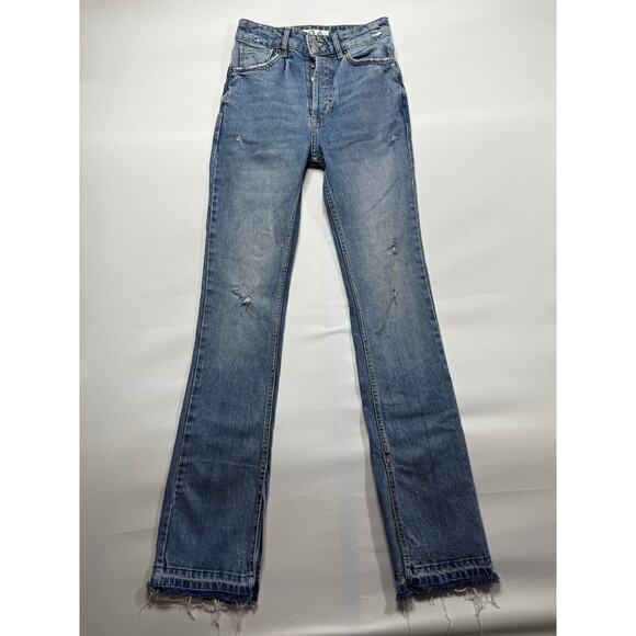We The Free Women's Split Ankle Straight Leg Blue Denim Jeans - Size 24x31.5 - Picture 1 of 6